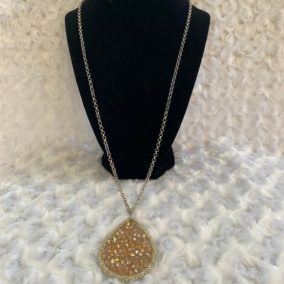 Theia Crystal Teardrop Pendant Necklace - Picture 2 of 4